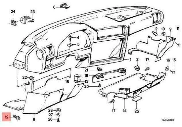 BMW E30 varžtas Apatinis prietaisų skydelio dangtelis Originalus 51451914869