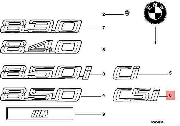 BMW E31 850CSi Coupe emblema CSI priklijuota galinė originali 51148165173