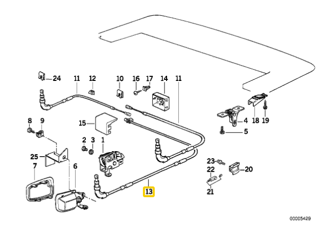 BMW E36 3' Važiuoklės Kabelis Originalus 51258164853