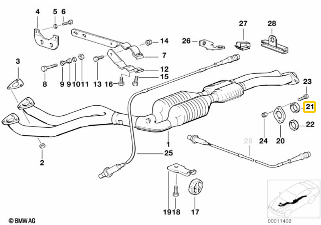 BMW E36 Auslašo Žiedo Žiedo Dėžės Originalus 18111723721