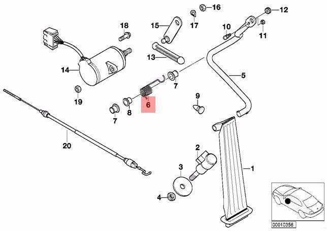 BMW E36 dujų akceleratoriaus pedalo spyruoklių remonto rinkinys Originalus 35419068655