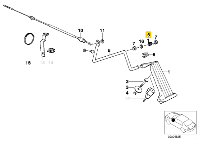 BMW E36 dujų akceleratoriaus pedalo spyruoklių remonto rinkinys Originalus 35419068655
