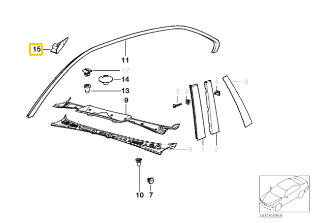 BMW E36 Eckblende Dešinė Originalus 51718153752