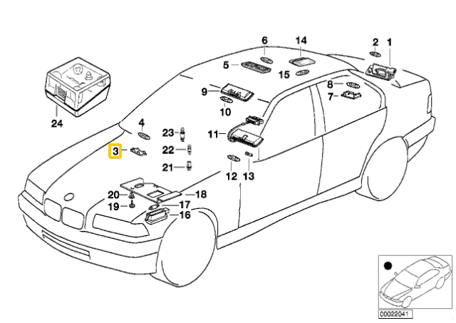 BMW E36 Glove Box Light With Switch Originalus 63318360027