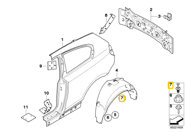 BMW E36 išplečiamoji kniedė Originali 51111908077
