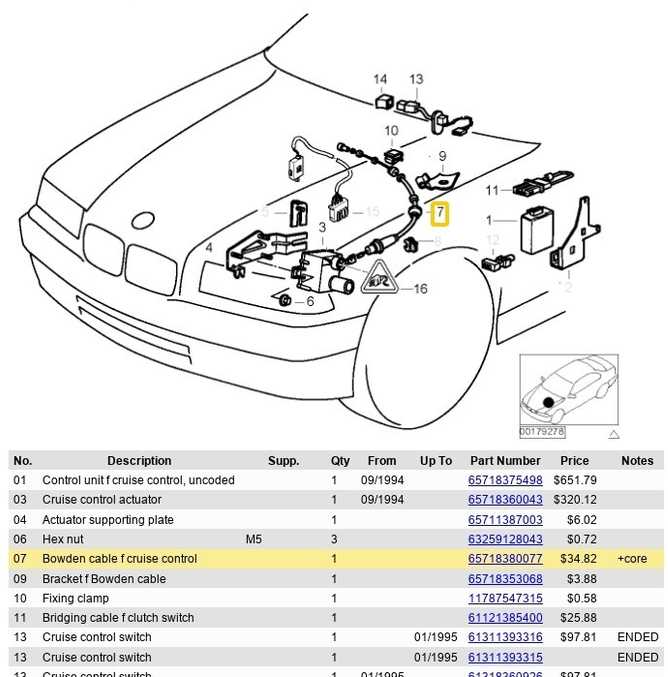 Bmw E36 Kruizo Kontrole Bowdeno Kabelis F Originalus 65718380077