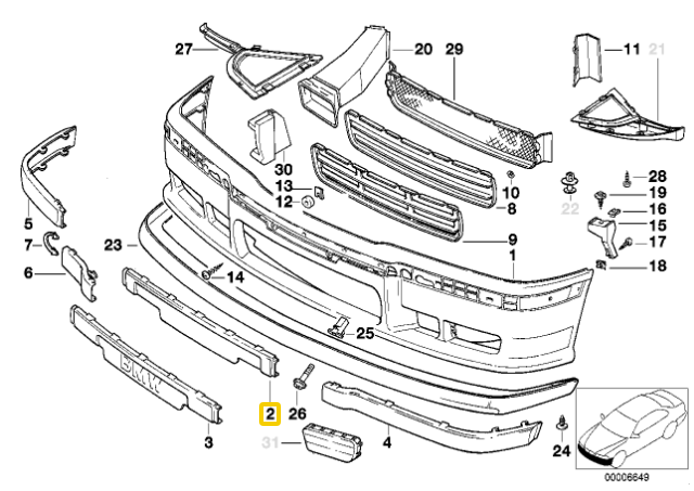 Bmw E36 Bamperio Apsauga 1991 2000 Originalus 51112265632