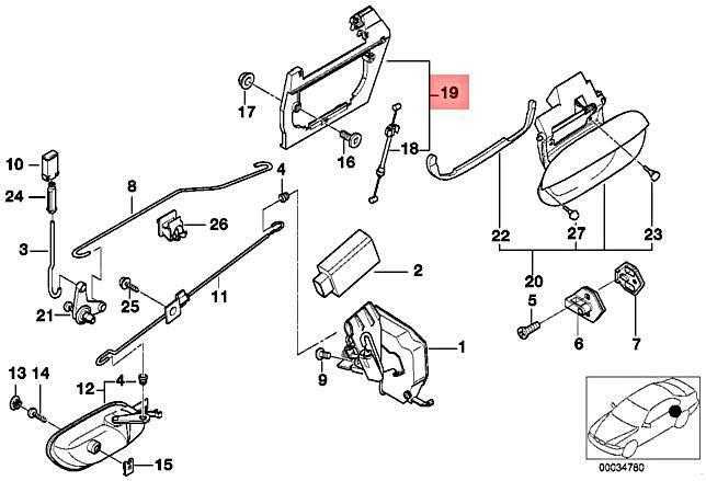 BMW E38 Carrier išorinių durų rankena galinė kairė originali 51228245345
