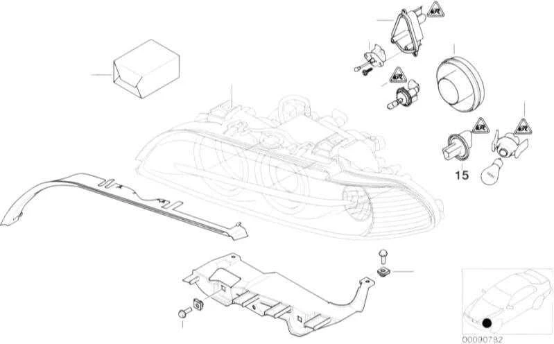 BMW E39 E53 priekinių žibintų dangtelis originalus 63128375448