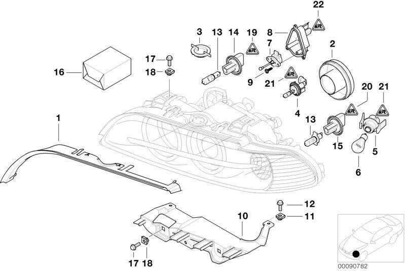 BMW E39 E53 priekinių žibintų dangtelis originalus 63128375448