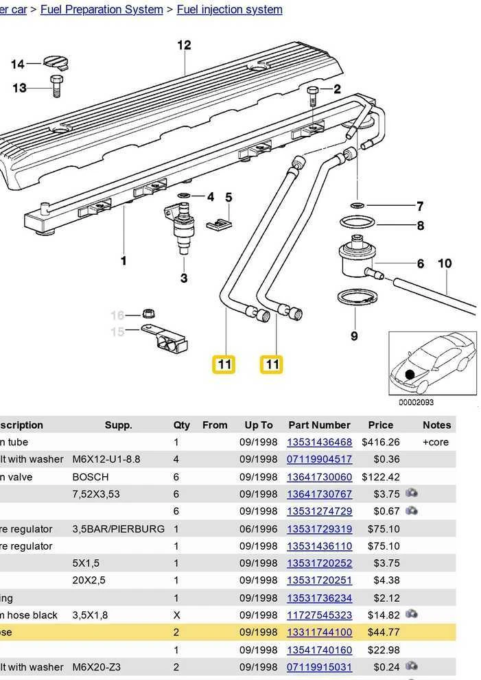 BMW E39 sedanas universalas Kuro įpurškimo sistemos žarna originali 13311744100