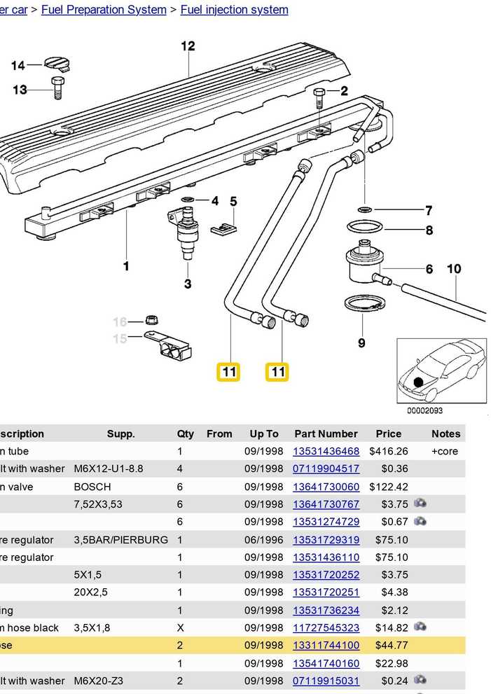 BMW E39 sedanas universalas Kuro įpurškimo sistemos žarna originali 13311744100