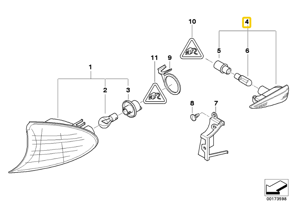 Bmw E46 3 Kairysis Posūkio Žibintas Originalus 63138370719