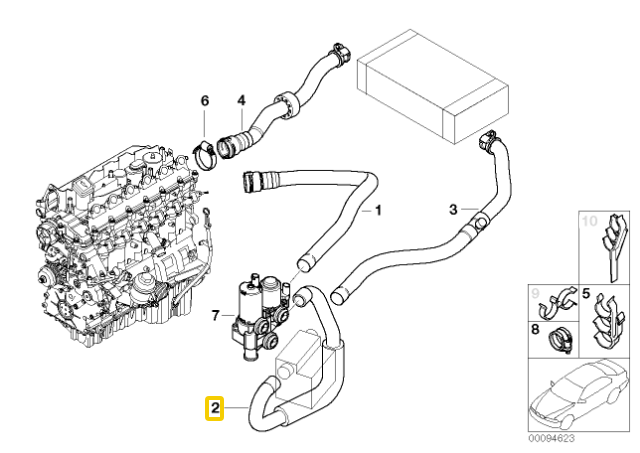 Bmw E46 3' Vandenilio Valvos Šilumos Svorio Šlaunelis Originalus 64216905316