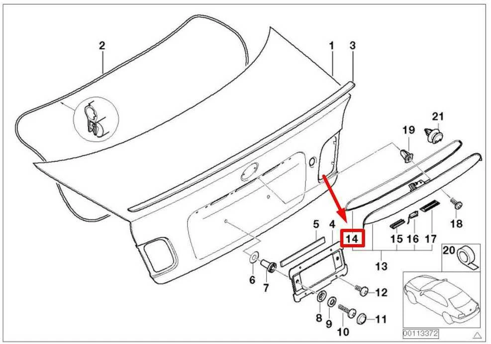 BMW E46 bagažinės dangčio tarpinė originali 51138244713