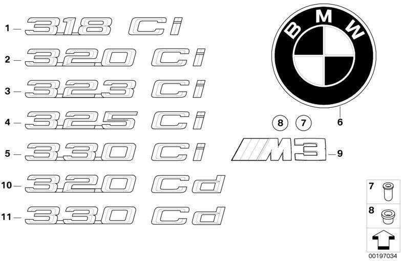 BMW E46 Cabrio Emblema Aplink Trunk Originalus 51137019946