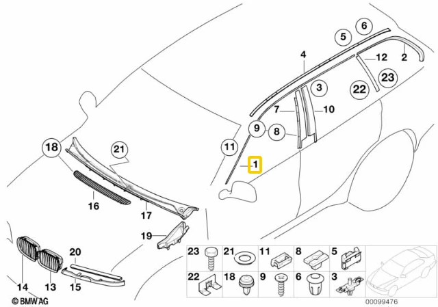 BMW E46 Dešinės Pusės Šešėlinės Apdailos Detalė Originalus 51137000512