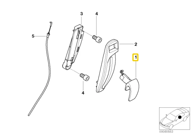 BMW E46 E64 Priekinis Sėdymo Vieta Atleidimo Rankena Dešinė Išorinė Dešinė Originalus 52108267508