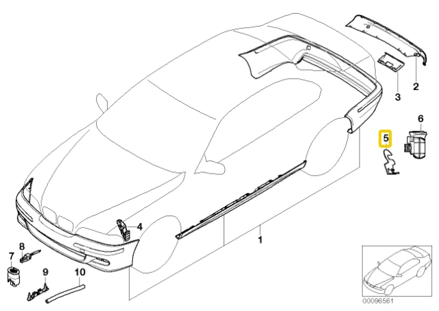 BMW E46 galinio kairiojo bamperio laikiklio kronšteinas originalus 51127000347