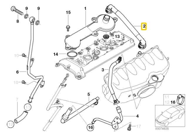 BMW E46 karterio alyvos separatoriaus oro ventiliacijos žarnelė Originali 11157833649