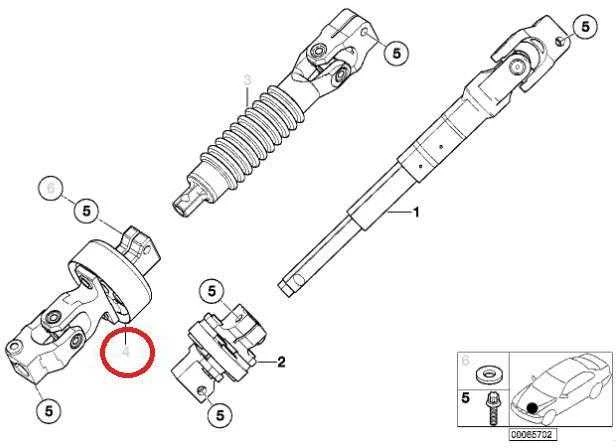 BMW E46 vairo pasukimo šarnyras su universaliu šarnyru Originalus 32306761571