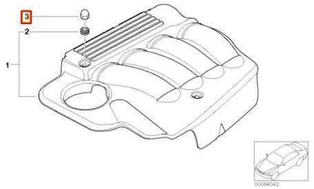 BMW E46 variklio izoliacijos dangtelio veržlė originali 11121725686