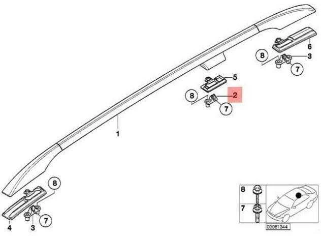 BMW E53 stogo turėklų adapterio kairė pusė Originalus 51137030881