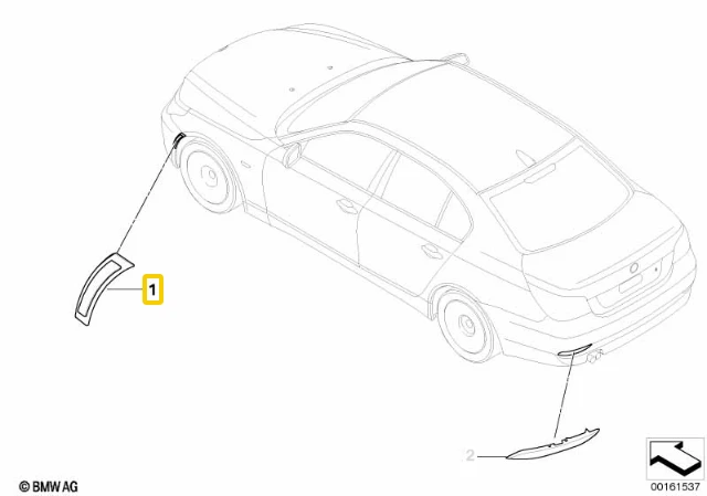 BMW E60 E61 Dešinysis Šoninis Atspindėtuvė Originalus 63147839090