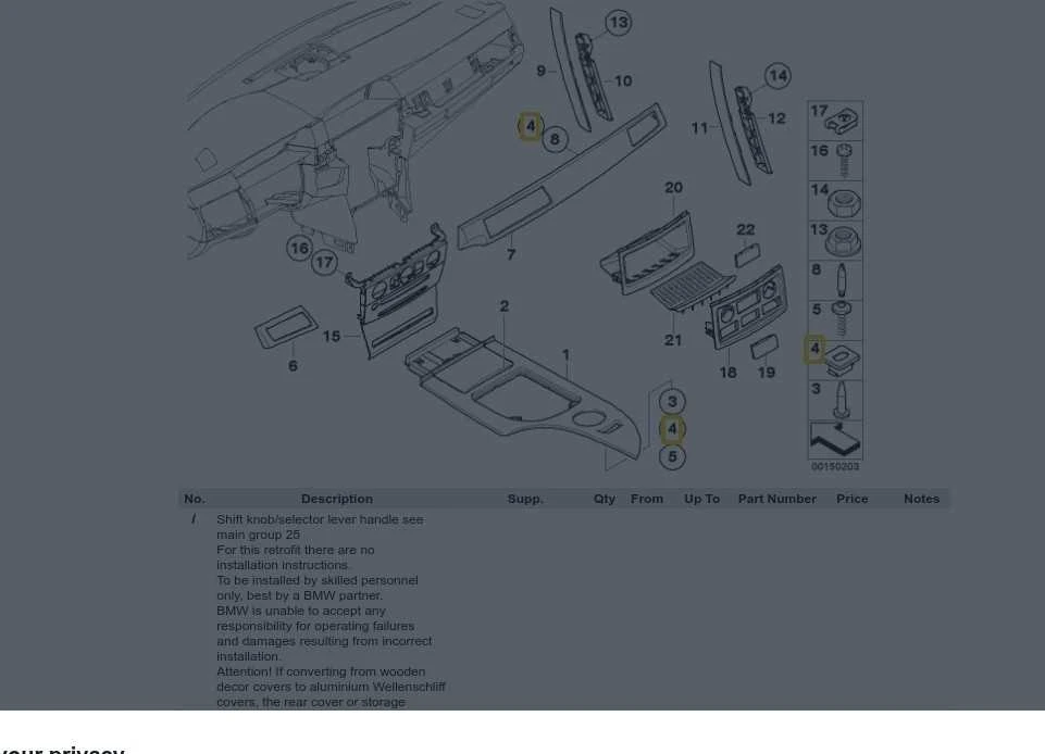 BMW E60 E61 prietaisų skydelio spaustuko įdėklas Originalus 07147146317