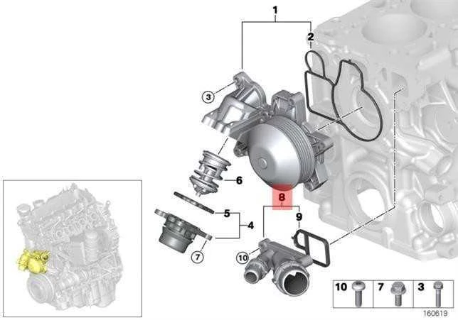 BMW E60N E61N E70N E71 E81 aušinimo sistemos jungtis 11117800048 originali