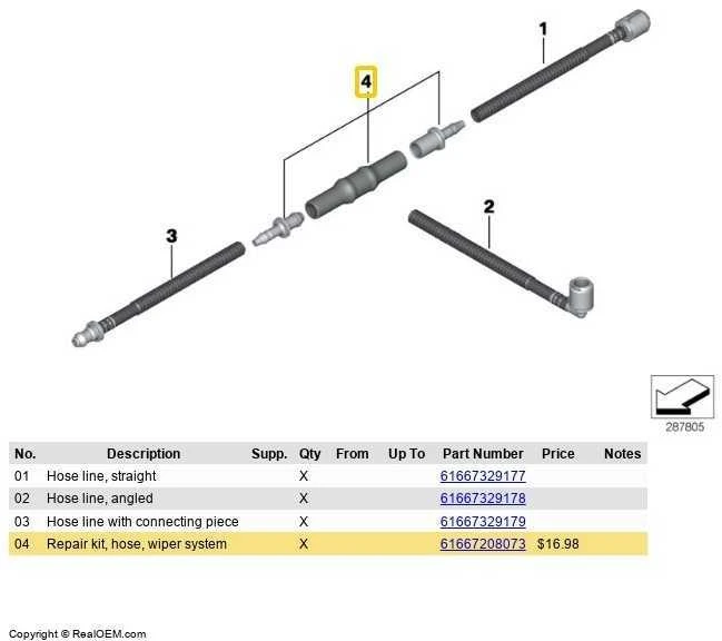 BMW E70 E70N E71 priekinio stiklo plovimo žarnos remonto komplektas OEM 61667208073 originalus