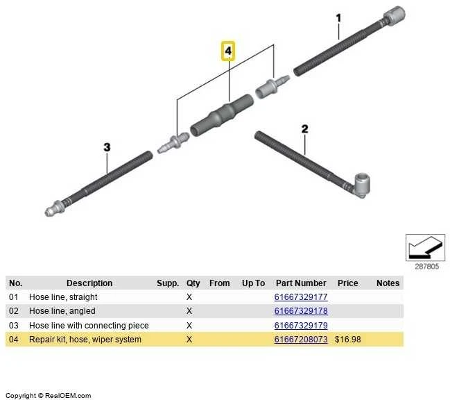 BMW E70 E70N E71 priekinio stiklo plovimo žarnos remonto komplektas OEM 61667208073 originalus