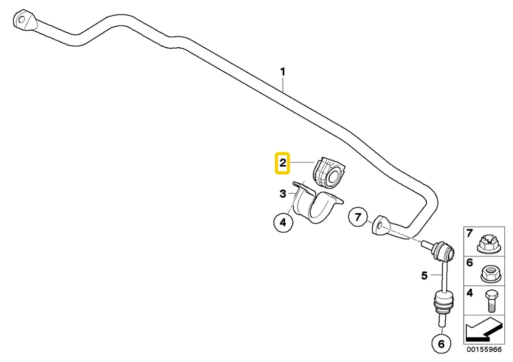 BMW E70 E71 Pakabos stabilizatoriaus įvorė galinė originali 33556772082