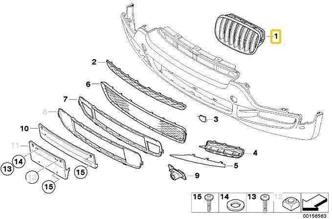 BMW E70 priekinio radiatoriaus "Kidney Titanium" grotelės dešinėje pusėje originalios 51137185224
