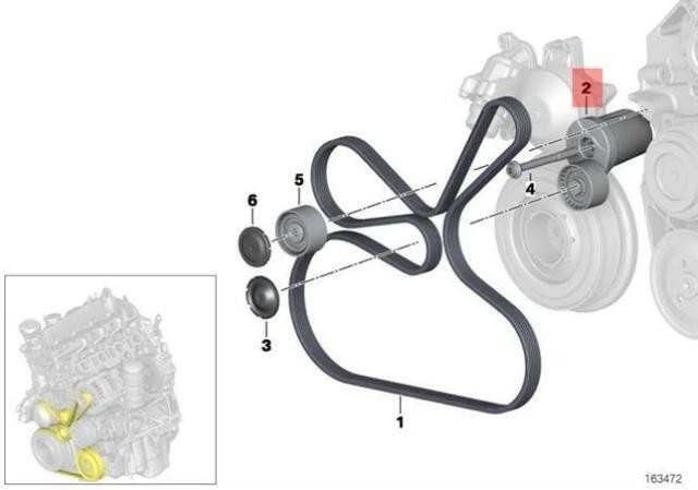 BMW E70N E71 E81 E82 E84 Mechaninis diržo įtempiklis Originalus 11287800333