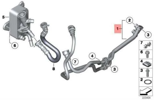 BMW E70N E71 F07 X5 X6 530dX alyvos aušinimo vamzdžio žarna Originali 17228509434