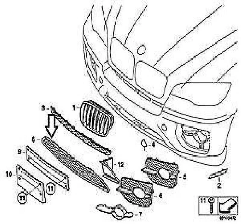 BMW E71 X6 Priekinis Centrinis Apatinis Grotelės Juodas Originalus 51117176282