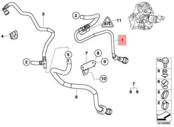 BMW E81 E82 E84 E87N E88 E90 E90N E91 Degalų tiekimo linija originali 13537800666