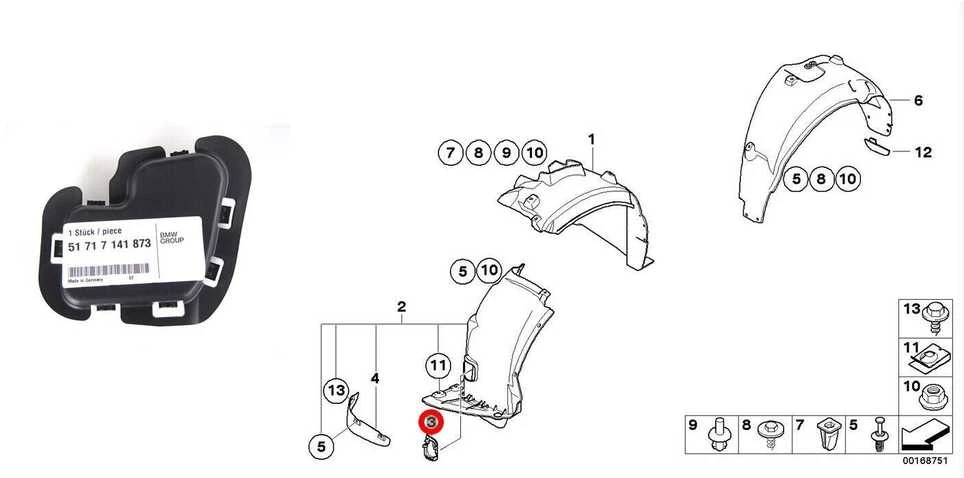 Bmw E81 E87 Priekinis Radhaus Abdeckung Originalus 51717141873