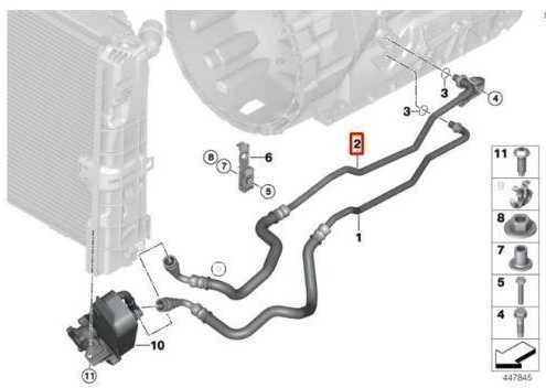 BMW E82 E90 Alyvos aušintuvo išleidimo vamzdelis originalus 17227577638