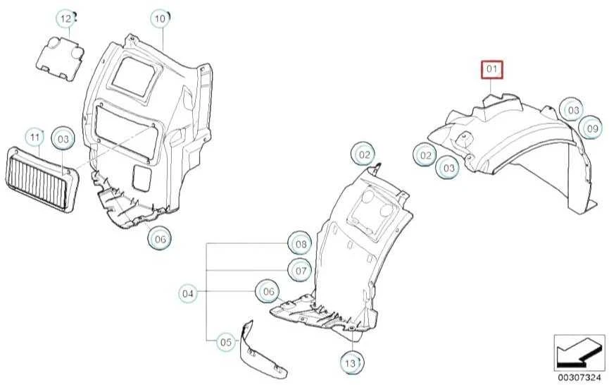 BMW E82 priekinio kairiojo rato korpuso dangtelis originalus 51718051595