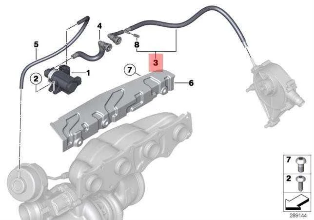 BMW E84 E89 F07N F10 F10N turbokompresoriaus vakuuminė žarna 11657607726 originali