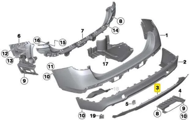 BMW E84 X1 M SPORT GALINIS BAMPEKAS DIFUZORIUS SU VIENU IŠMETIMU ORIGINALUS 8038993