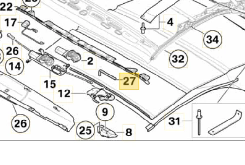 BMW E88 F12 alkūninio mechanizmo avarinis veikimas Originalus 54347208264