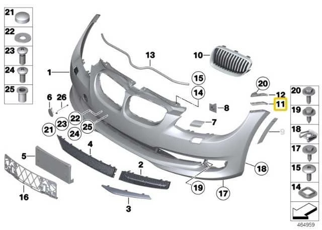 BMW E92 E93 priekinio bamperio įdėklas kairėje pusėje originalus 51117227897