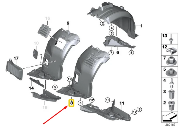 BMW E92 E93 Ratinas Apsauga Dešinė Originalus 51717162832