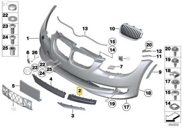 BMW E92 priekinio bamperio grotelės Originalus 51117227924