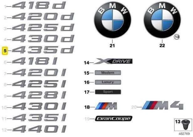 BMW Etiketė 4 F32 F33 F36 Gran Coupé Originalus 51147356333