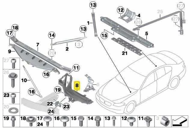 BMW F06 F12 F12 F13 Dešiniojo priekinio žibinto atramos laikiklis originalus 51647211520