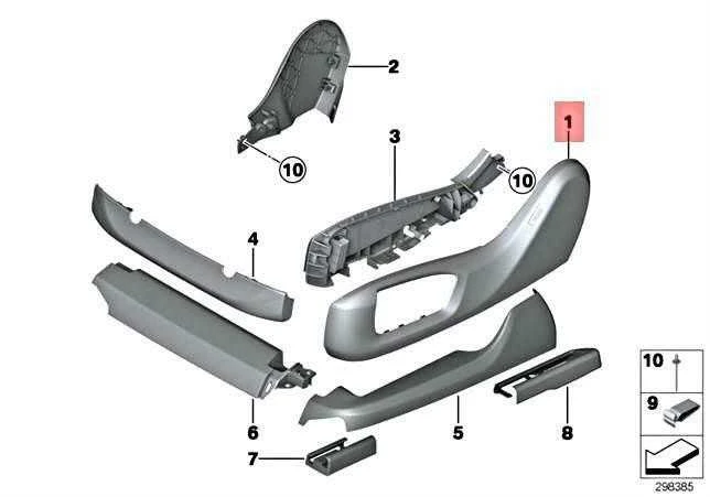 BMW F07 F10 F01 F15 sėdynės užvalkalas - kairysis originalus 52107330817